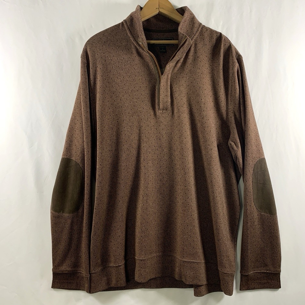 Jos A Bank Reserve Mens 1/4 Zip Pullover Elbow Patch Knit Sweater Size L Cotton